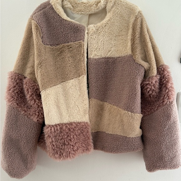 Love Riche Jackets & Blazers - Love Riche Multicolor Sherpa/ Faux FurTeddy Jacket